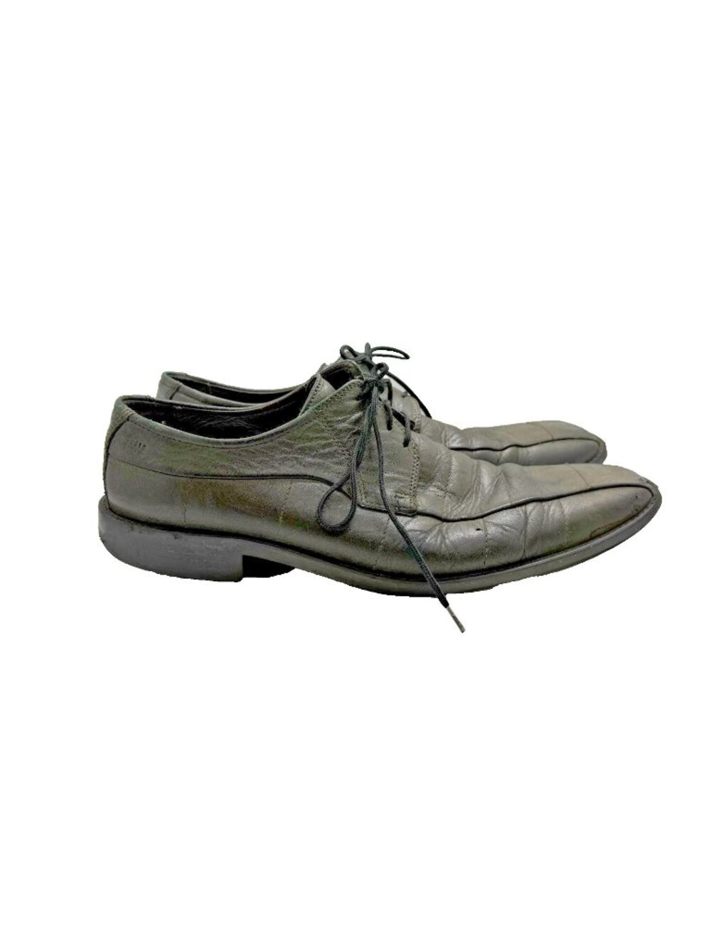 Fretz Men Business Gray Leather Oxford Shoes Sz US 9.5 Square Toe Dress Lace Up